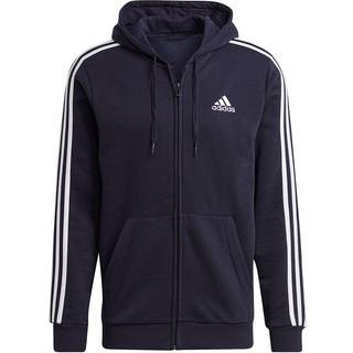 Essentials Fleece 3-Stripes Full-Zip hættetrøje - Legend Ink