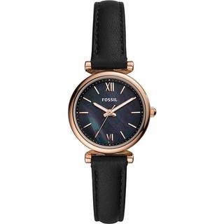 Fossil Carlie Mini Black Leather Black Dial Mother of Pearl Women's Watch ES4700