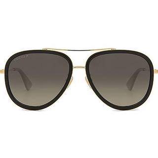 Gucci Kvinde GG0062S 011 Solbriller Metal Guld Grå Pilot Polariseret Flash