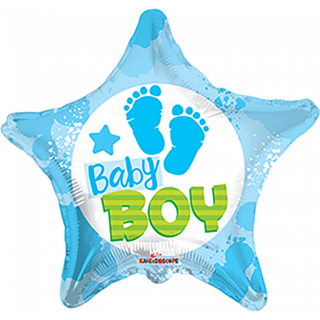 Folieballon Baby Boy stjerne, 46 cm
