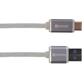 Skross USB-A 3.0 til USB-C lade- og datakabel, sølv, 1m