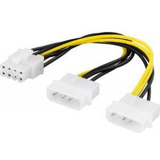DELTACO adapterkabel, 2xMolex 4-benet til 8-benet PCI-Express, 30 cm