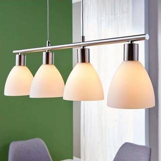 Lindby hængelampe Simeon, nikkelfarvet, glas, 73 cm, E14