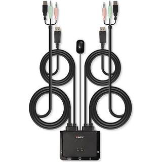 Lindy 2 Port KVM Switch med Displayport, USB 2.0 og lyd | PRIS-MATCH