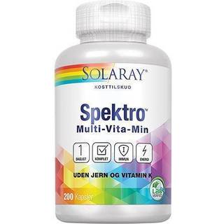 Solaray Spektro Multivitamin m. Jern og K2 - 200 Kapsler