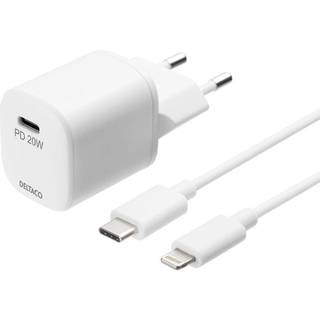 Deltaco 230V USB-C PD oplader - 3A/20W - Hvid