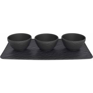 Villeroy & Boch Manufacture Rock dipskål 3 stk. med bakke Sort