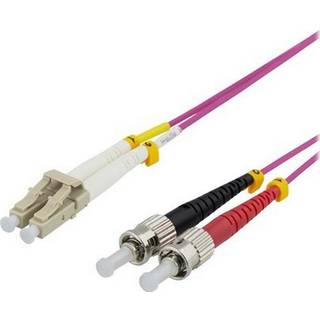 DELTACO Fiber cable, 1m, LC-ST Duplex, 50/125, pink