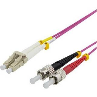 DELTACO Fiber cable, 5m, LC-ST Duplex, 50/125, pink