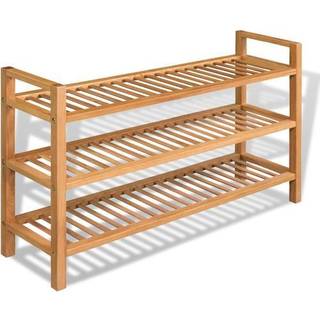 Skostativ Med 3 Hylder 100X27X60 Cm Massivt Egetræ
