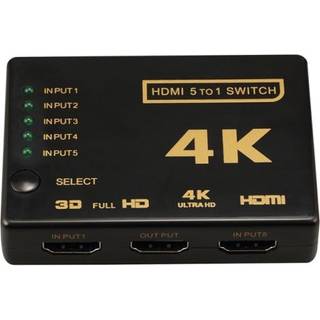 HDMI Switch 5x1 - 4K/3D med fjernbetjening