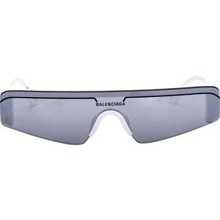 Balenciaga Unisex BB0003S 002 Occhiali da sole Acetat Hvid Sølv Maske Normal Spejl