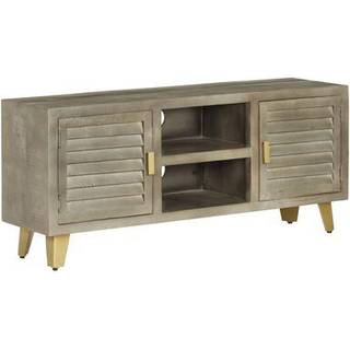 tv-skab massivt mangotræ med messing 110 x 30 x 48 cm grå