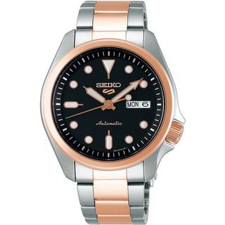 Seiko 5 Sports Solid Boy Automatic Black Dial Two Tone Steel Men's Watch SRPE58K1