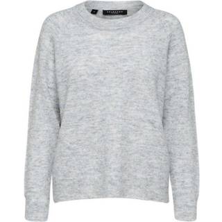 Selected Femme - Grå - Slflulu Ls Knit O-Neck B Noos - Large