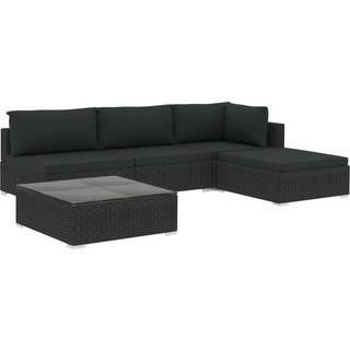 haveloungesæt 5 dele med hynder polyrattan brun