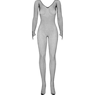 Obsessive N109 - Langærmet, åben net catsuit - Sort (S-L)