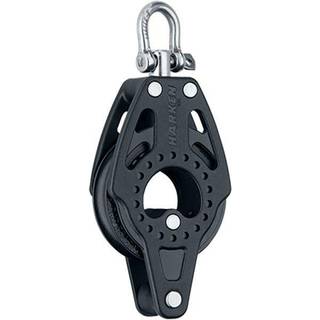 Enkeltblok med sjækkel Harken Carbo Air 57 mm, roterende, glideleje, med hundsvot, passer liner Ø6 - 10 mm