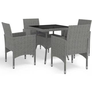 spisebordssæt til haven 5 dele polyrattan og glas sort