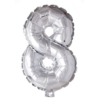 Tal Folieballon "8" - Sølv 41 Cm