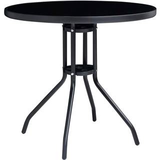 havebord 80 cm stål og glas sort