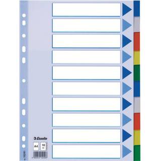 Faneblade PP A4 10-delt farvede faner