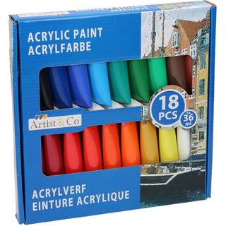Akrylmaling i tube 18-pak farver - ideel til DIY og kunst