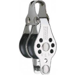Dobbeltblok Harken Micro 22 mm, fast, glideleje, med hundsvot, passer liner Ø2 - 6 mm