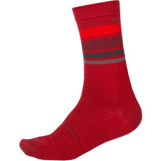 Endura BaaBaa Merino Stripe Strømper Rød - Strømpe str. 37-42