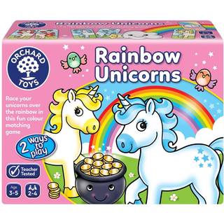 Orchard Toys Rainbow Unicorns-spil – Farve-matchende konkurrence om potten med guld, fra 3 år og opefter.