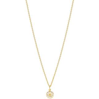 Lund Copenhagen marguerit collier 9 mm blomst - forgyldt/hvid - 902009-M
