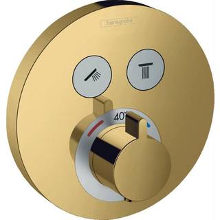Hansgrohe showerselect s termostatarmatur til indbygning med afspærring til 2 udtag, poleret guld-optik