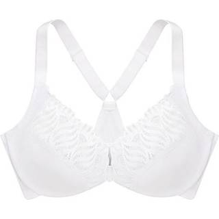 Glamourise fuld figur plus st?rrelse front-lukning t-back wonderwire bh underwire 1246 hvid