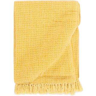 Plaid Bomuld /Brun - sennepsgul / 220 x 250 cm