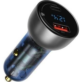 Baseus Dual Quick Charger Car Charger Particular Digital Display QC+PPS 65W (Silver)