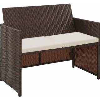 2-personers havesofa med hynder sort polyrattan