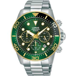Lorus Chronograph Dark Green Sunray Dial Stainless Steel Men's Watch RT340JX9