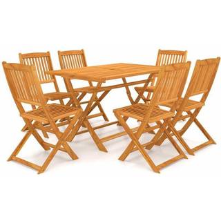 Spisebordssæt Til Haven 5 Dele Foldbart Massivt Akacietræ - 6 / Brun / Uden armlæn