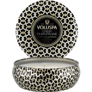 Voluspa Maison Blanc 3-wick Tin duftlys 40 timer Crisp Champagne