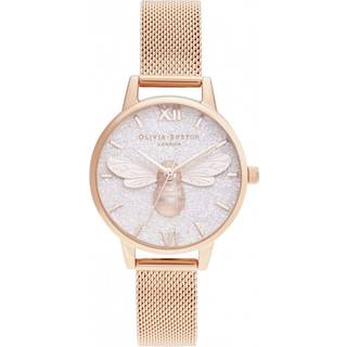 Olivia Burton Lucky Bee & Rose Gold Mesh Glitter Watch