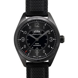 Hamilton Khaki Field Automatic PVD Black Case Synthetic Strap Black Dial Men's Watch H70695735
