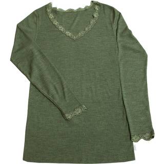 Joha langærmet bluse uld/silke damer olivengrøn Medium