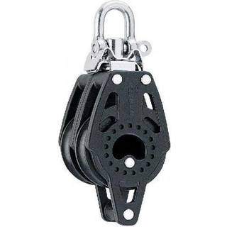 Dobbeltblok med sjækkel Harken Carbo Air 40 mm, fast/roterende, glideleje, med hundsvot, passer liner Ø6 - 10 mm