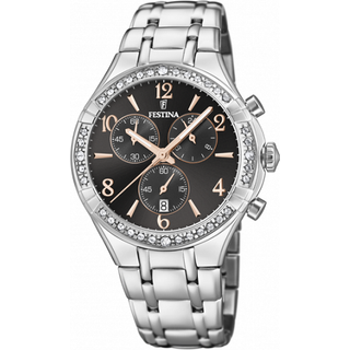 Festina - Boyfriend Collection Dameur i stål m. sort og rosa detaljer