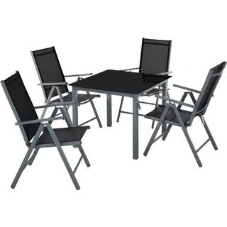 Aluminium havemøbler, bord og 4 stole - anthrazit