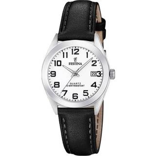 Festina F20447/1 Damenuhr Quarz mit Lederband Schwarz