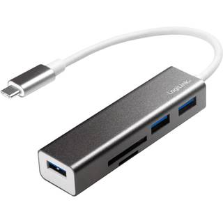 LogiLink USB-C 3-Port Hub with Card Reader USB hub - 3 ports - Sølv