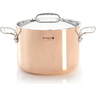 de Buyer Prima Matera Kupfer-Gemüsetopf hoch 24 cm / 7,5 L induktionsgeeignet - Edelstahlgussgriffe - Kupfer