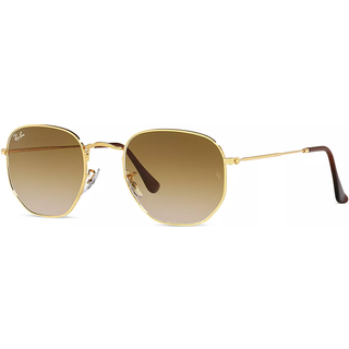 Ray - Ban Unisex RB3548 HEXAGONAL 001/51 Solbriller Metal Guld Brun Geometrisk Normal Skygge