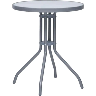 havebord 60 cm stål og glas lysegrå